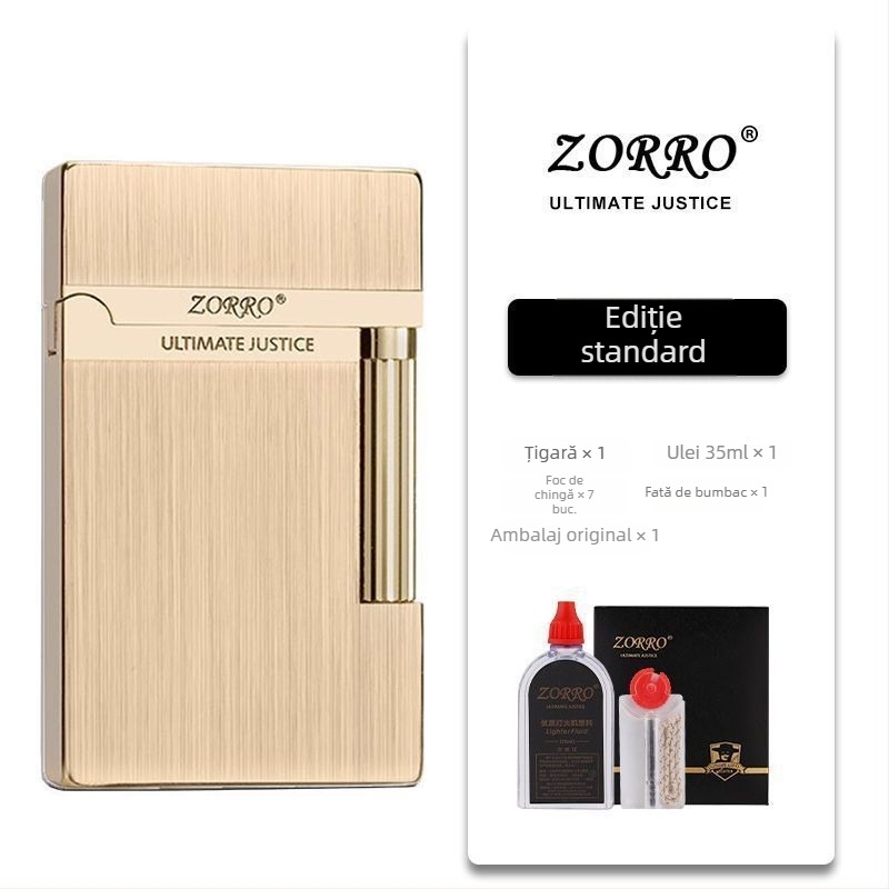 Aprinzător metalic din kerosen, design lateral glisant; reutilizabil; nu este rezistent la vânt; imprimare logo disponibilă.