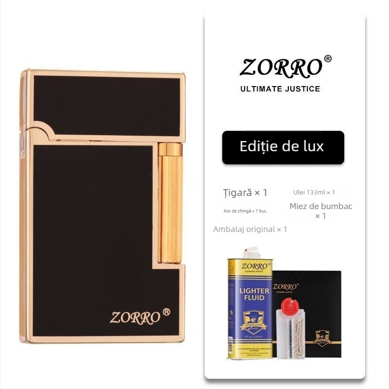 Aprinzător metalic din kerosen, design lateral glisant; reutilizabil; nu este rezistent la vânt; imprimare logo disponibilă.