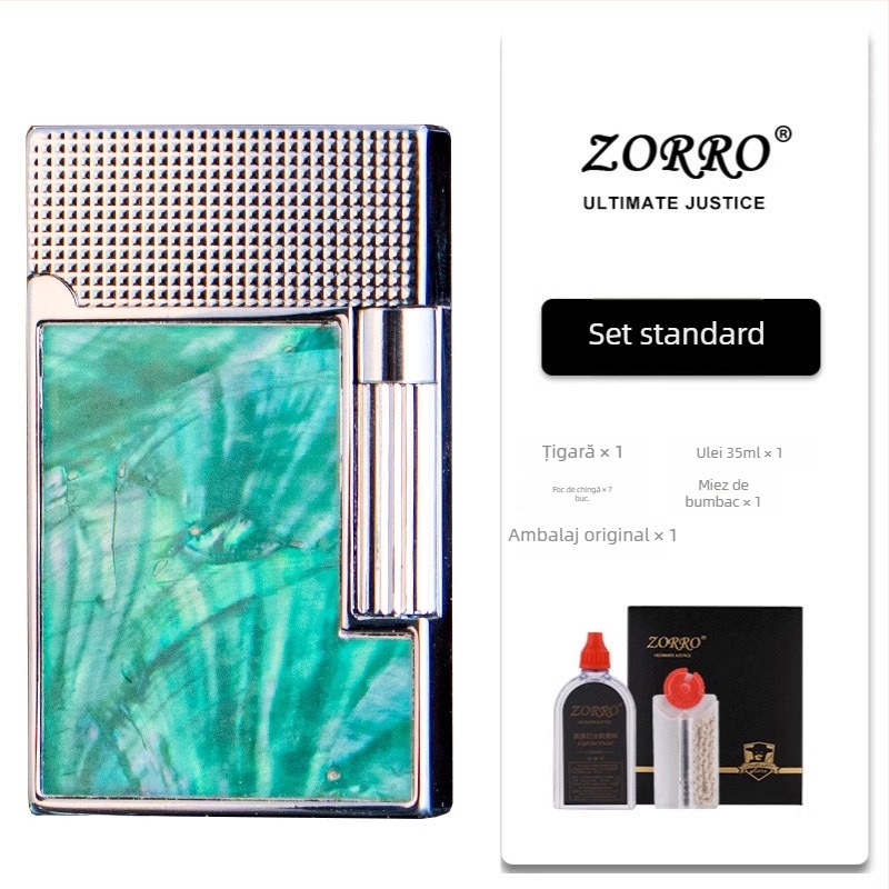 Aprinzător metalic din kerosen, design lateral glisant; reutilizabil; nu este rezistent la vânt; imprimare logo disponibilă.