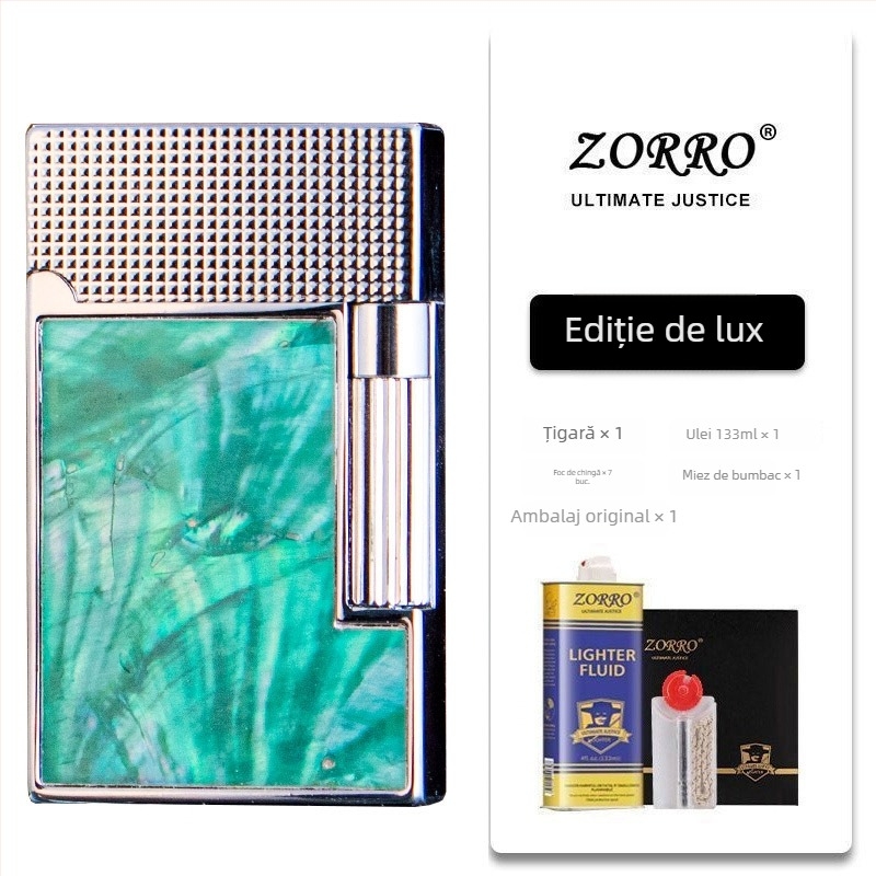 Aprinzător metalic din kerosen, design lateral glisant; reutilizabil; nu este rezistent la vânt; imprimare logo disponibilă.