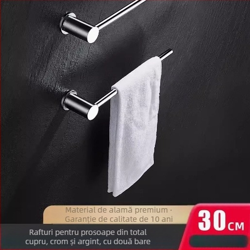 Bară de prosoape, cupru, suprafață cromată, suportă până la 5 kg, pentru agățarea prosoapelor