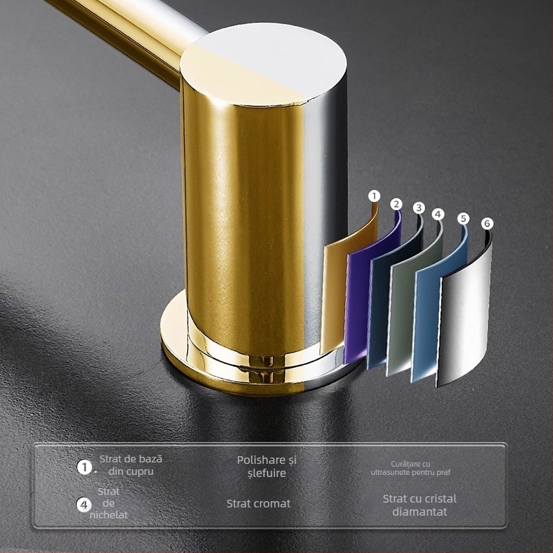 Bară de prosoape, cupru, suprafață cromată, suportă până la 5 kg, pentru agățarea prosoapelor