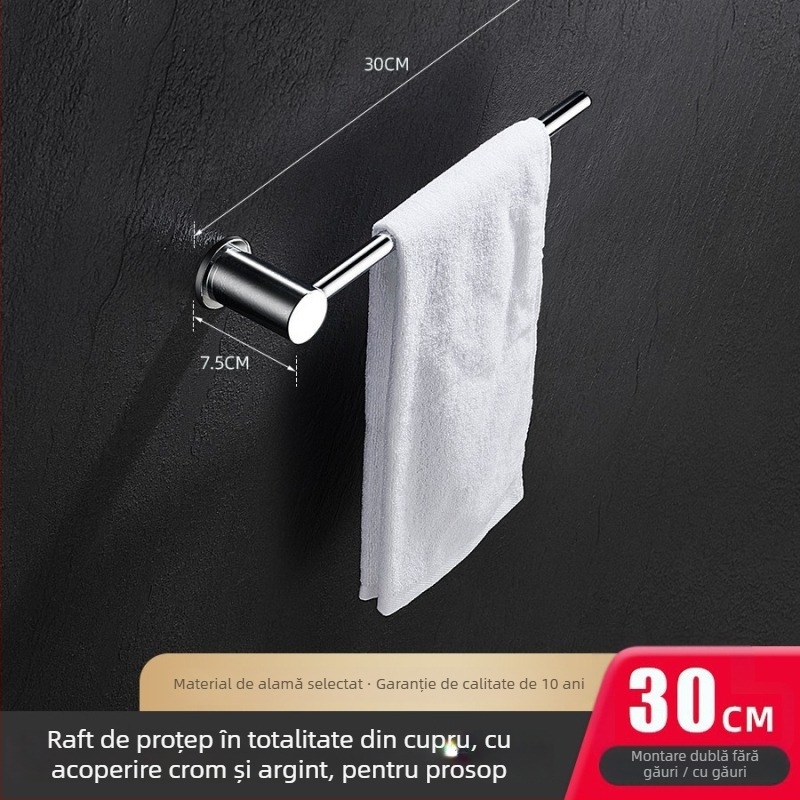 Bară de prosoape, cupru, suprafață cromată, suportă până la 5 kg, pentru agățarea prosoapelor
