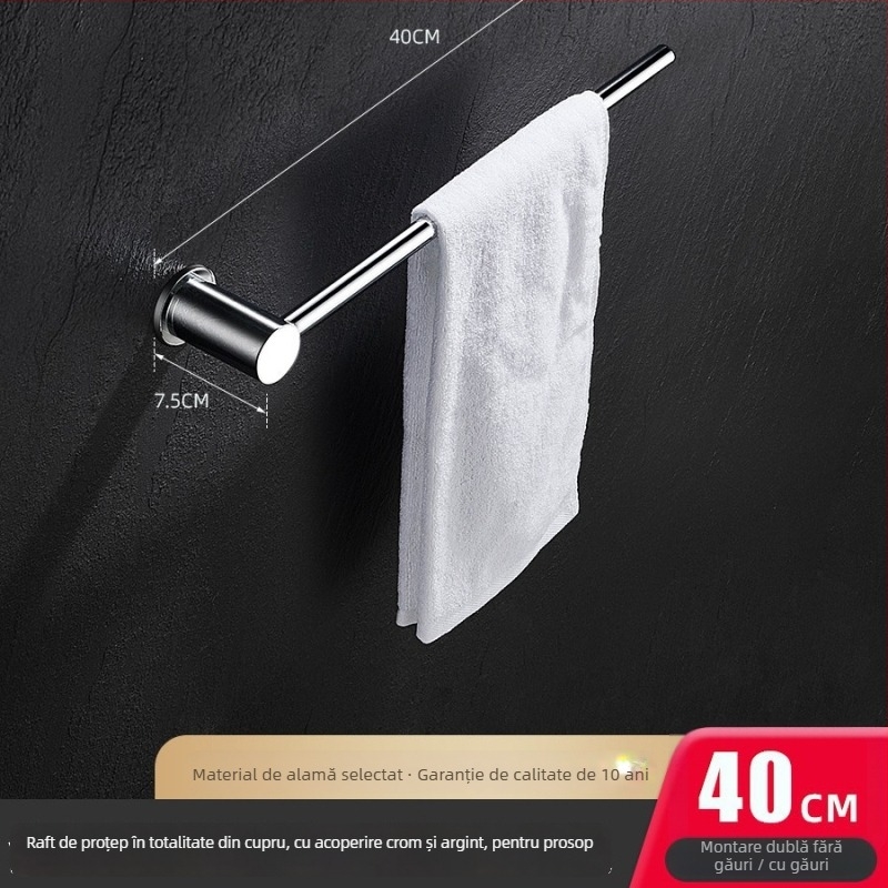 Bară de prosoape, cupru, suprafață cromată, suportă până la 5 kg, pentru agățarea prosoapelor