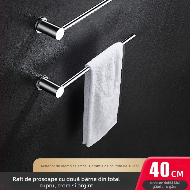 Bară de prosoape, cupru, suprafață cromată, suportă până la 5 kg, pentru agățarea prosoapelor