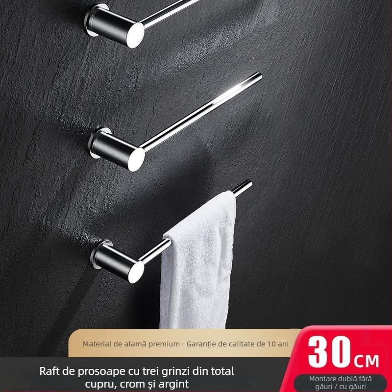 Bară de prosoape, cupru, suprafață cromată, suportă până la 5 kg, pentru agățarea prosoapelor