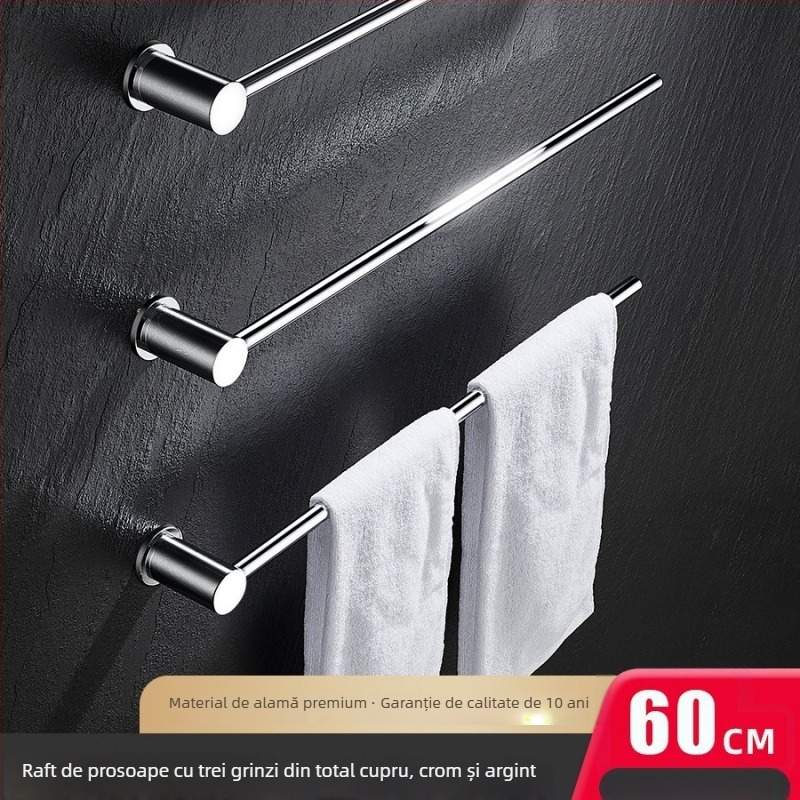 Bară de prosoape, cupru, suprafață cromată, suportă până la 5 kg, pentru agățarea prosoapelor