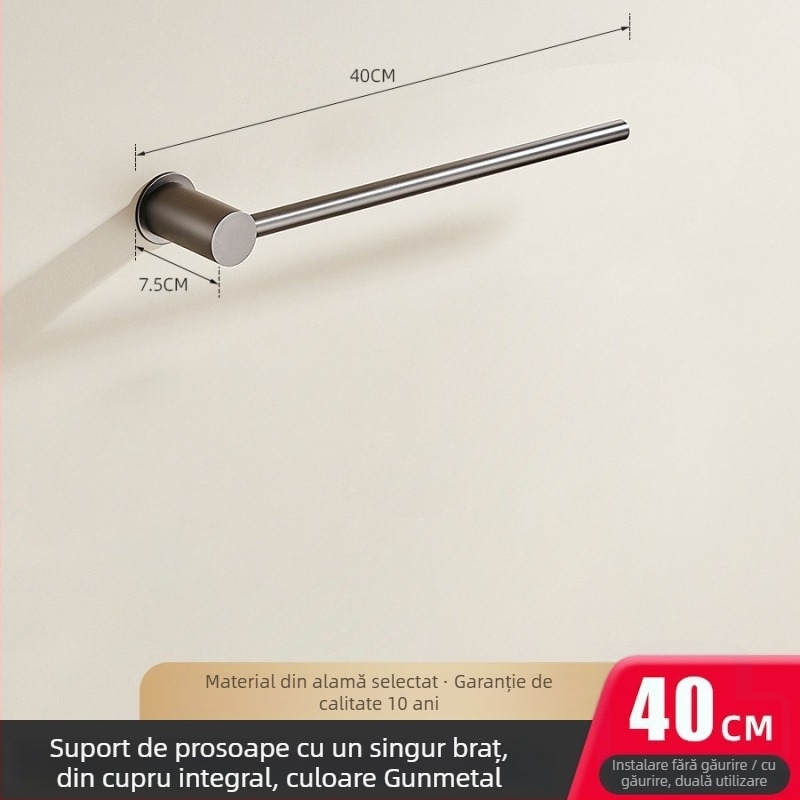 Bară de prosoape, cupru, suprafață cromată, suportă până la 5 kg, pentru agățarea prosoapelor
