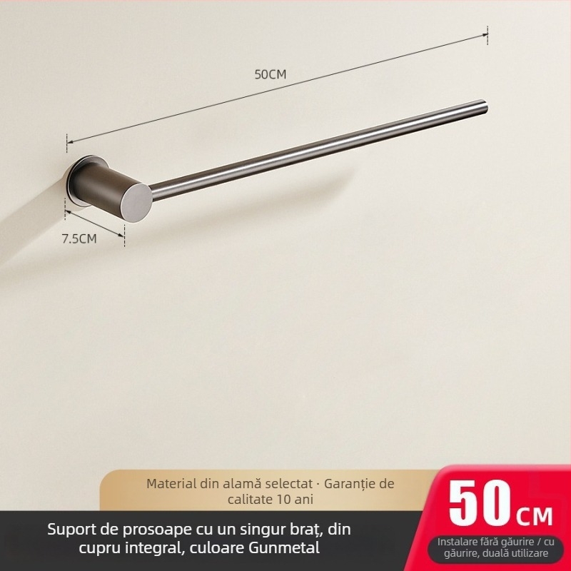 Bară de prosoape, cupru, suprafață cromată, suportă până la 5 kg, pentru agățarea prosoapelor