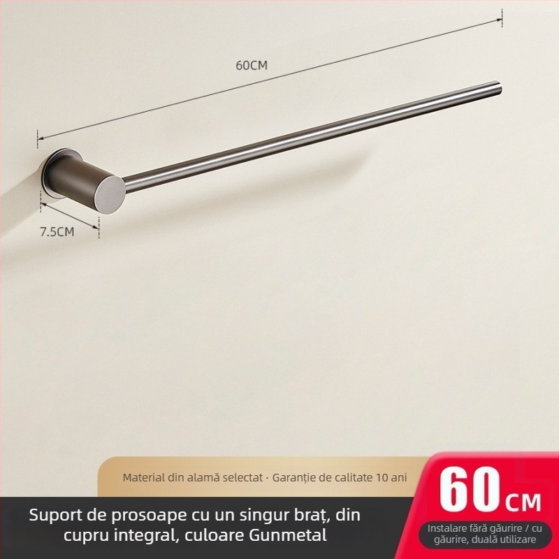 Bară de prosoape, cupru, suprafață cromată, suportă până la 5 kg, pentru agățarea prosoapelor