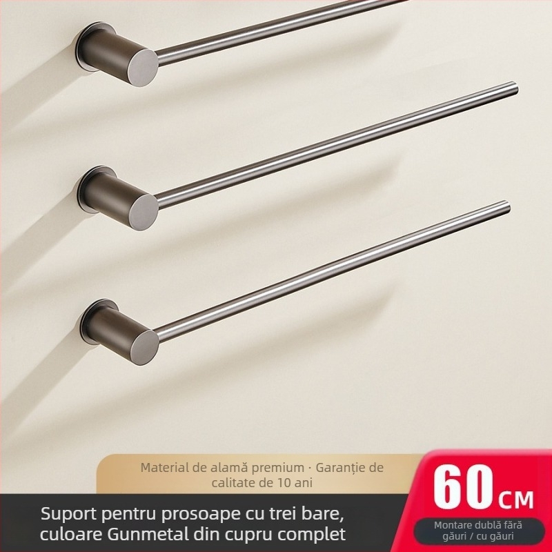 Bară de prosoape, cupru, suprafață cromată, suportă până la 5 kg, pentru agățarea prosoapelor