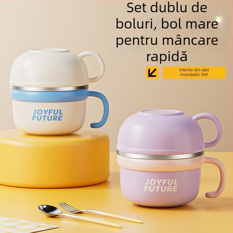 Cutie de prânz izolată din oțel inoxidabil 304, cu capac, dublu strat, capacitate 1–2 L, imprimare logo disponibilă