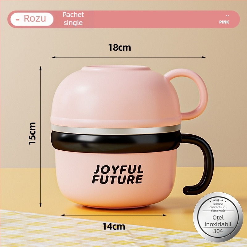 Cutie de prânz izolată din oțel inoxidabil 304, cu capac, dublu strat, capacitate 1–2 L, imprimare logo disponibilă