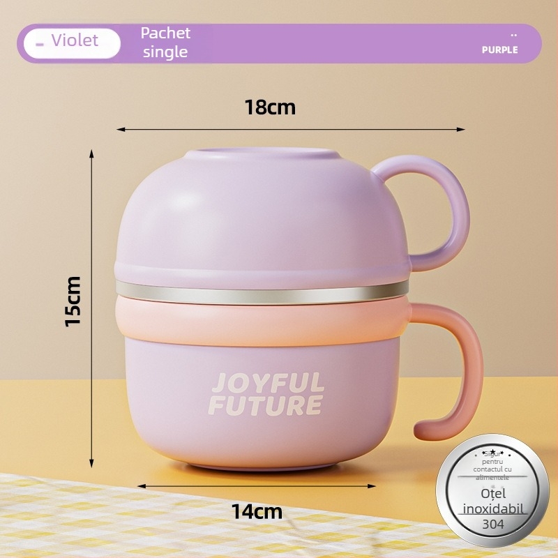 Cutie de prânz izolată din oțel inoxidabil 304, cu capac, dublu strat, capacitate 1–2 L, imprimare logo disponibilă