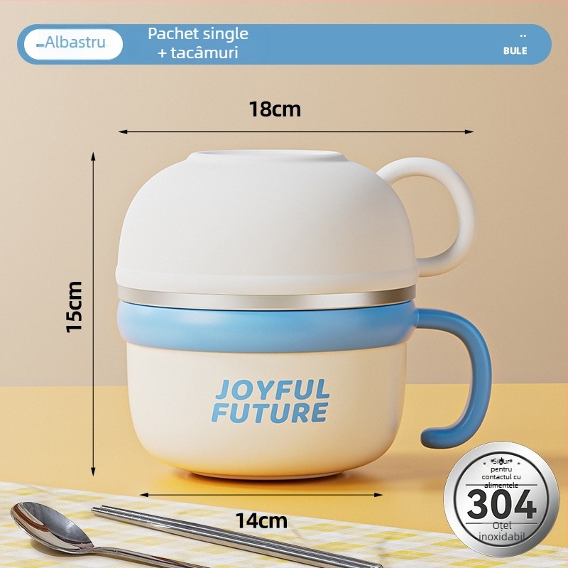 Cutie de prânz izolată din oțel inoxidabil 304, cu capac, dublu strat, capacitate 1–2 L, imprimare logo disponibilă