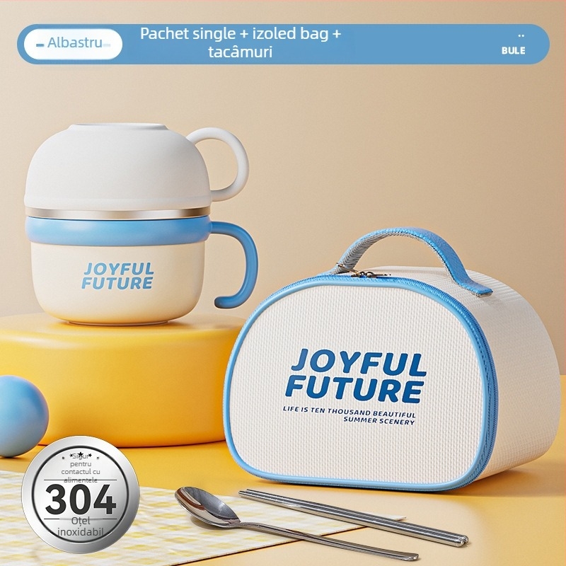 Cutie de prânz izolată din oțel inoxidabil 304, cu capac, dublu strat, capacitate 1–2 L, imprimare logo disponibilă