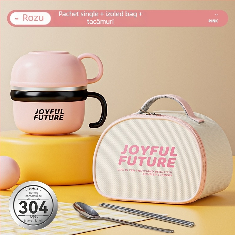 Cutie de prânz izolată din oțel inoxidabil 304, cu capac, dublu strat, capacitate 1–2 L, imprimare logo disponibilă