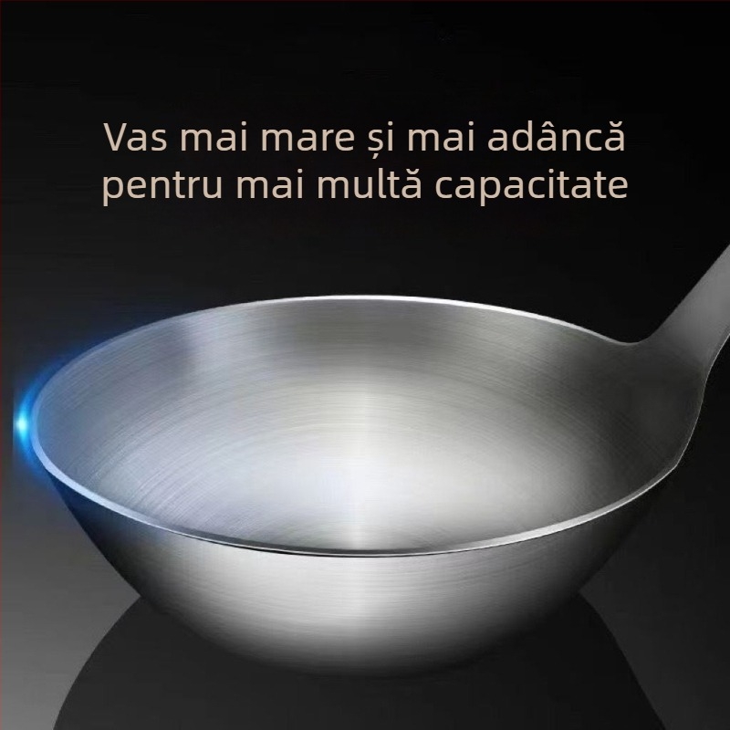Set din oțel inox cu mâner din lemn: lingură de supă, lingură cu găuri, spatulă de prăjit; rezistent la temperaturi înalte; protecție împotriva arderii