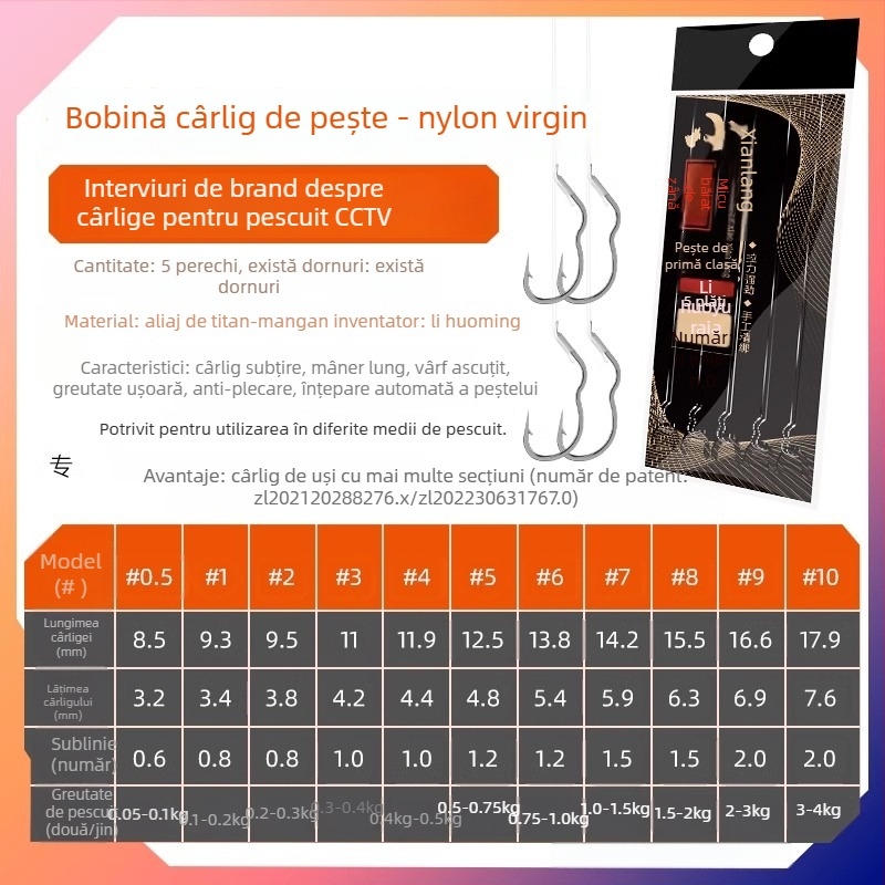Longyan Knife Cârlig de pescuit – Cârlig cu vârf; Model F9679SSMSJS9H5; Locații: Ocean, Barcă, Stâncă, Rezervor, Lac, Pârâu, Râu