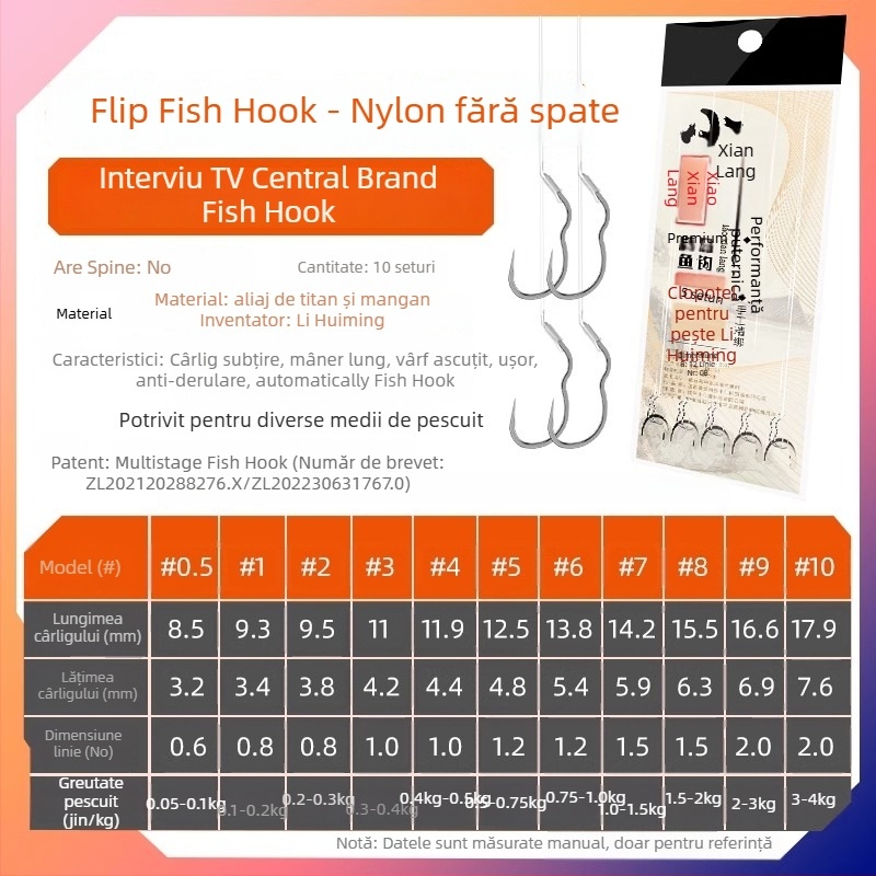 Longyan Knife Cârlig de pescuit – Cârlig cu vârf; Model F9679SSMSJS9H5; Locații: Ocean, Barcă, Stâncă, Rezervor, Lac, Pârâu, Râu