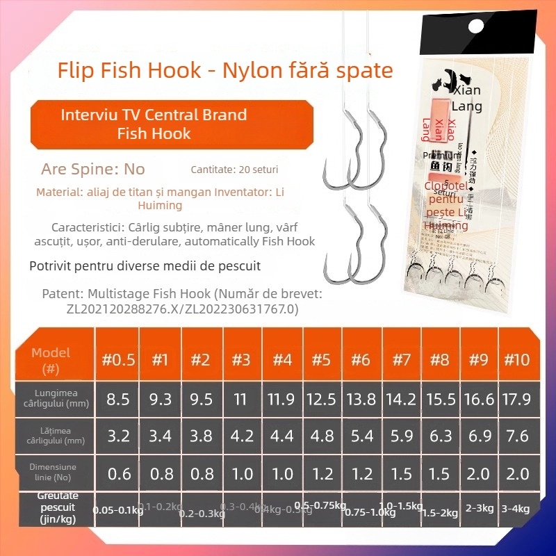 Longyan Knife Cârlig de pescuit – Cârlig cu vârf; Model F9679SSMSJS9H5; Locații: Ocean, Barcă, Stâncă, Rezervor, Lac, Pârâu, Râu