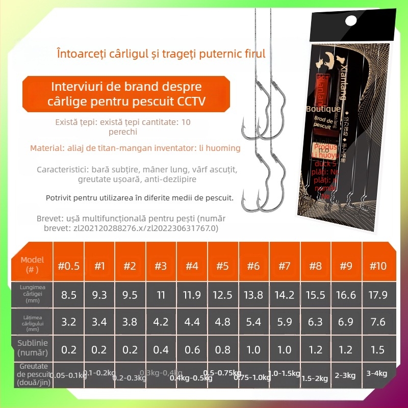 Longyan Knife Cârlig de pescuit – Cârlig cu vârf; Model F9679SSMSJS9H5; Locații: Ocean, Barcă, Stâncă, Rezervor, Lac, Pârâu, Râu