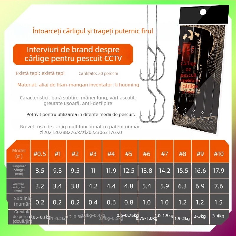 Longyan Knife Cârlig de pescuit – Cârlig cu vârf; Model F9679SSMSJS9H5; Locații: Ocean, Barcă, Stâncă, Rezervor, Lac, Pârâu, Râu