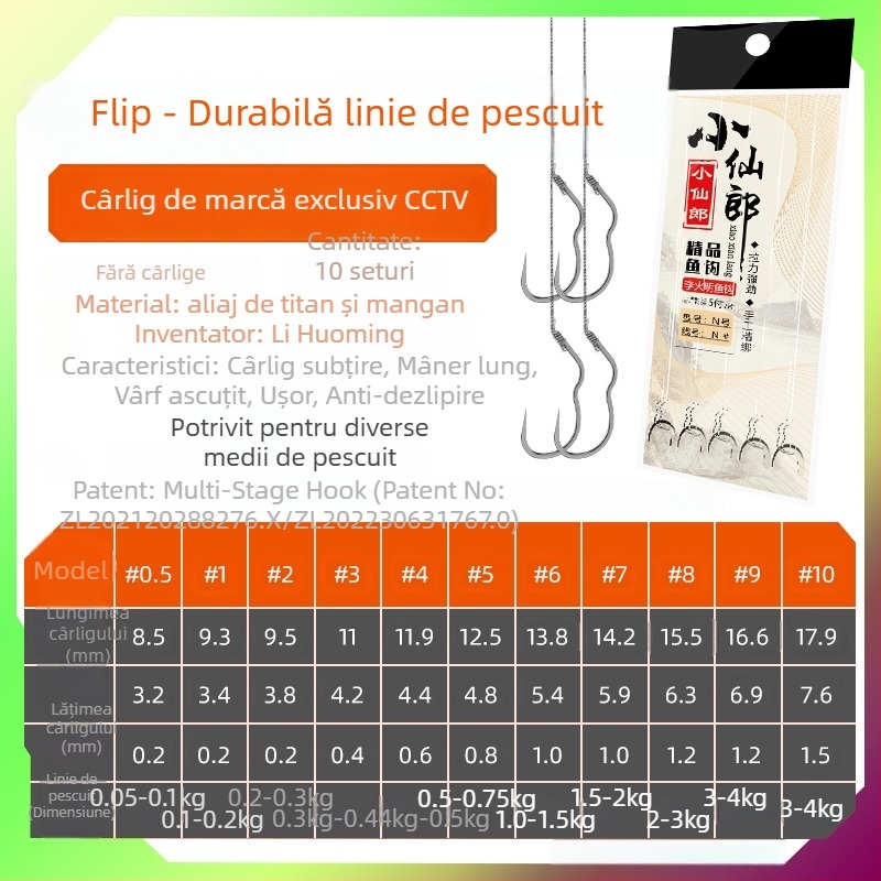 Longyan Knife Cârlig de pescuit – Cârlig cu vârf; Model F9679SSMSJS9H5; Locații: Ocean, Barcă, Stâncă, Rezervor, Lac, Pârâu, Râu