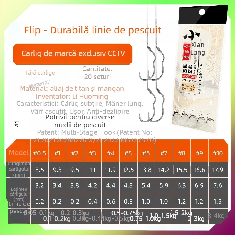 Longyan Knife Cârlig de pescuit – Cârlig cu vârf; Model F9679SSMSJS9H5; Locații: Ocean, Barcă, Stâncă, Rezervor, Lac, Pârâu, Râu
