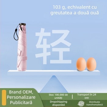 Umbrelă în formă de creion, ultraușoară, țesătură vinil 190T, tijă din aluminiu, mâner din plastic, deschidere/închidere manuală, UPF > 50