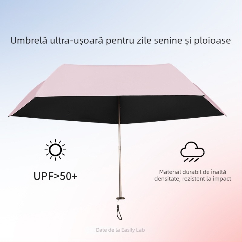 Umbrelă în formă de creion, ultraușoară, țesătură vinil 190T, tijă din aluminiu, mâner din plastic, deschidere/închidere manuală, UPF > 50