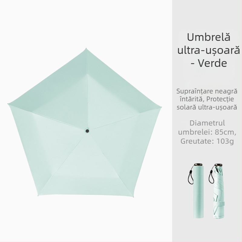 Umbrelă în formă de creion, ultraușoară, țesătură vinil 190T, tijă din aluminiu, mâner din plastic, deschidere/închidere manuală, UPF > 50