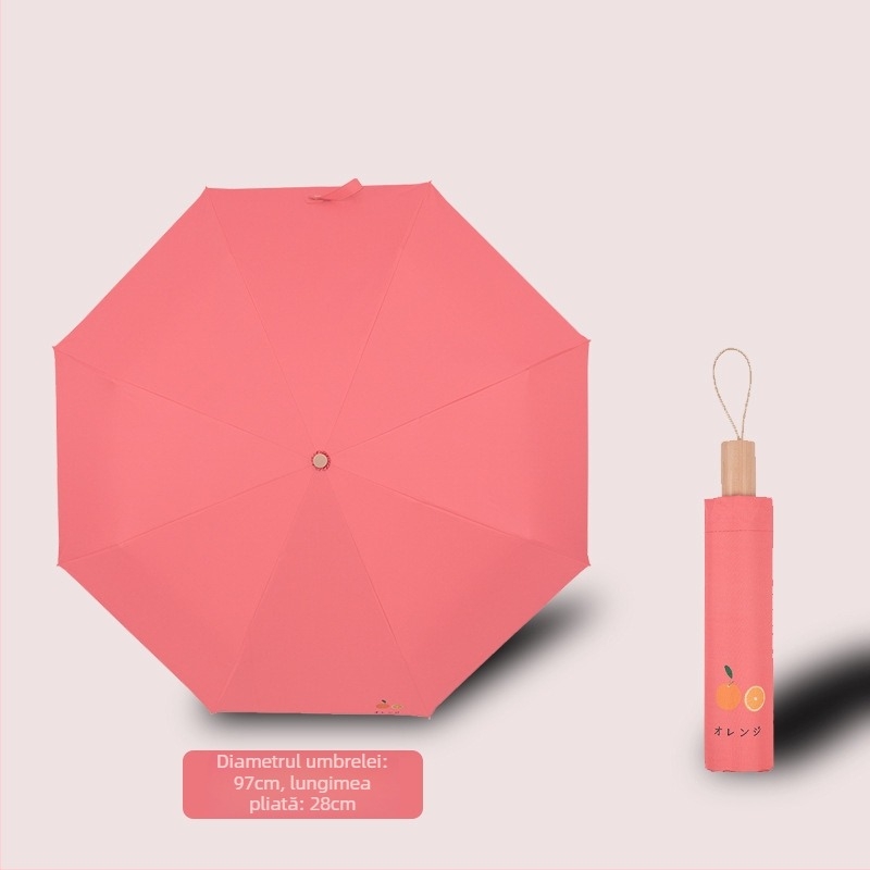 Umbrelă de soare cu trei secțiuni și dublă țesătură, material 210T, 8 arce, tijă din aluminiu, deschidere/închidere manuală, UPF50+