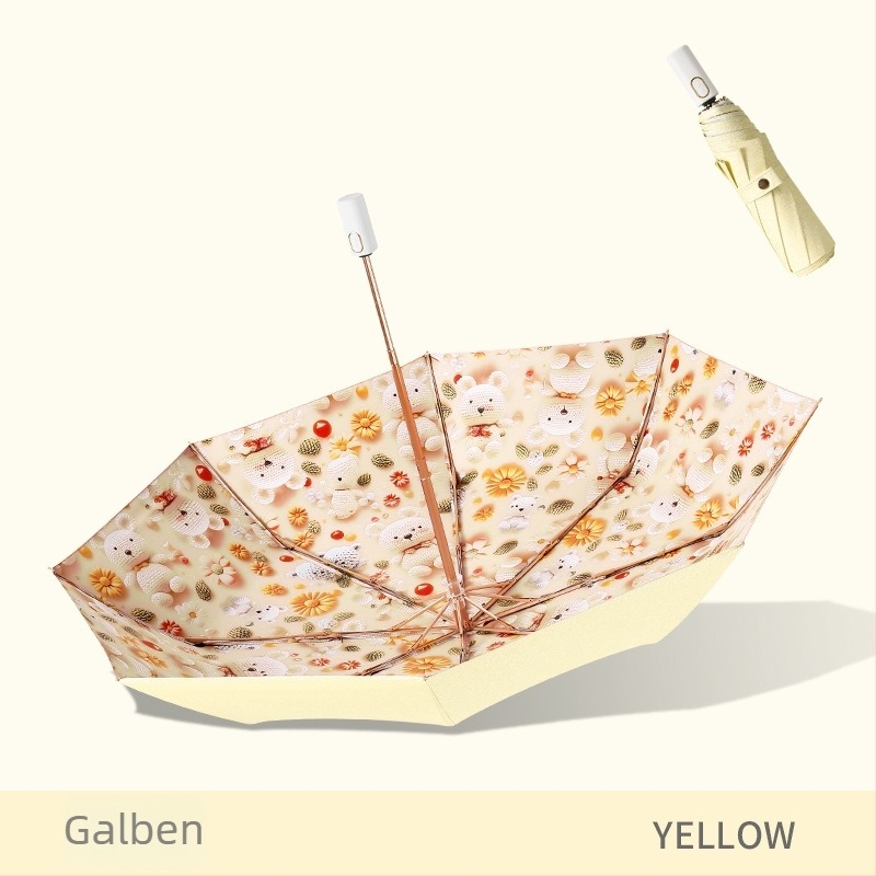 Umbrelă de soare cu trei secțiuni și dublă țesătură, material 210T, 8 arce, tijă din aluminiu, deschidere/închidere manuală, UPF50+