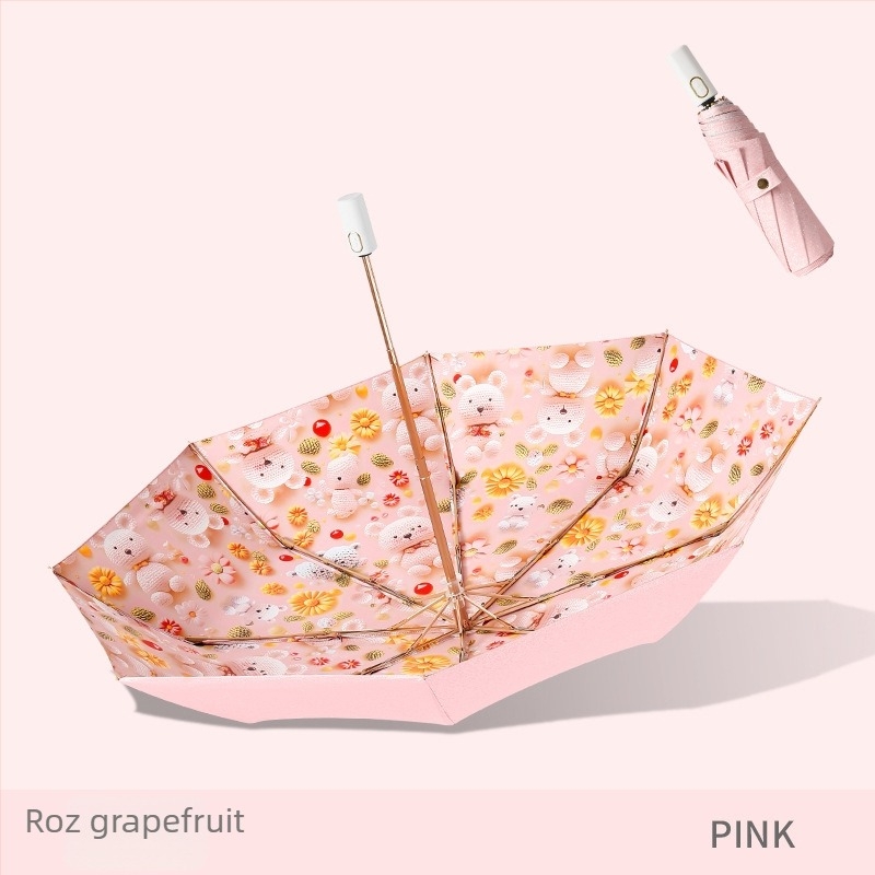 Umbrelă de soare cu trei secțiuni și dublă țesătură, material 210T, 8 arce, tijă din aluminiu, deschidere/închidere manuală, UPF50+