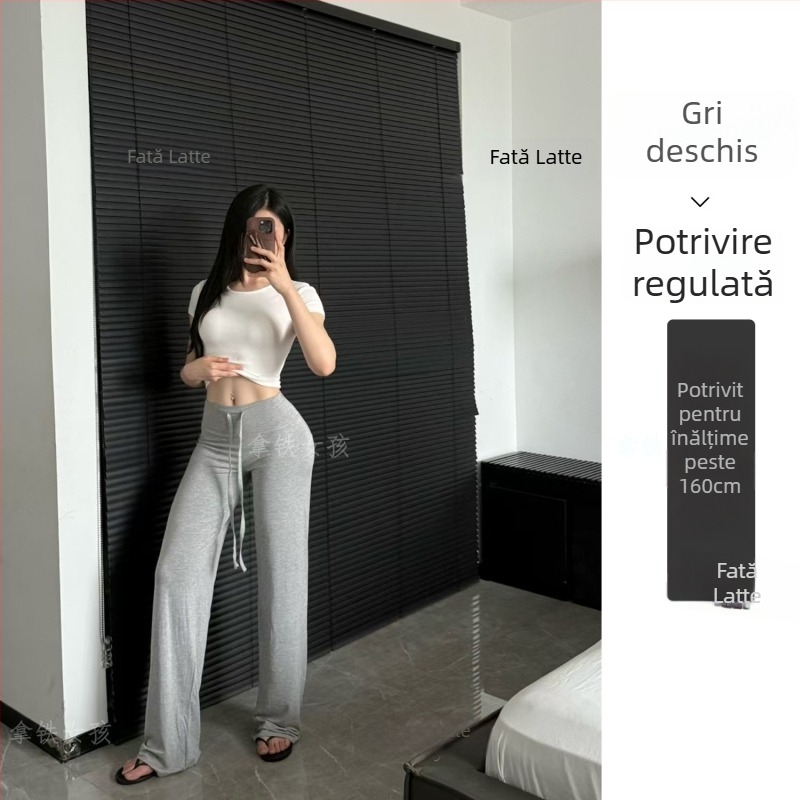 Pantaloni de fitness pentru femei, talie înaltă, croială largă, țesătură modal care elimină umezeala