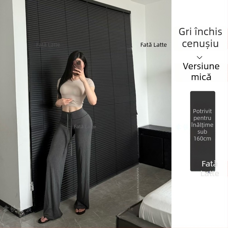 Pantaloni de fitness pentru femei, talie înaltă, croială largă, țesătură modal care elimină umezeala