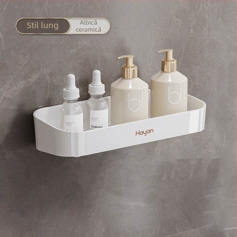 Raft de perete fără găuri pentru baie, din plastic, depozitare chiuvetă, 1 etaj, model elzwj03/04, finisaj lucios