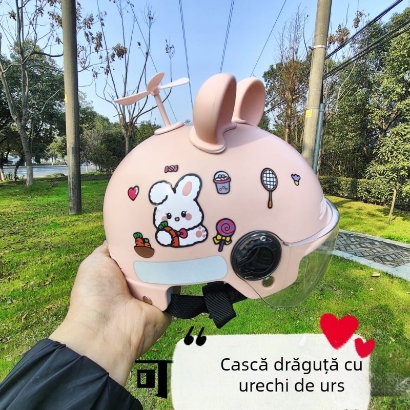 Cască pentru copii (ABS, tip semicască, certificat 3C) pentru vârsta 3–8 ani, potrivită pentru trotinete electrice și biciclete, utilizare în toate anotimpurile.