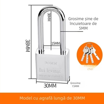 Lacăt din oțel aliat pentru uși și porți – deschidere directă, model: steel padlock, marcă Three Cats, stil modern simplu