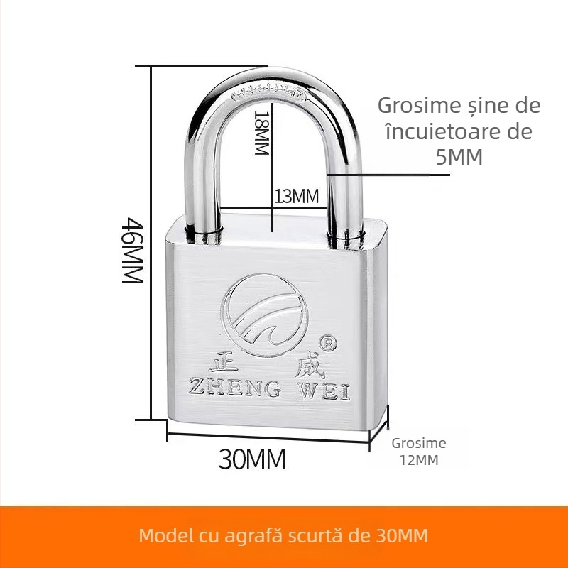 Lacăt din oțel aliat pentru uși și porți – deschidere directă, model: steel padlock, marcă Three Cats, stil modern simplu