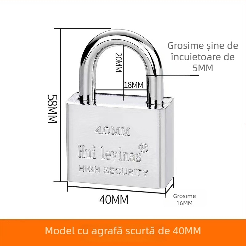 Lacăt din oțel aliat pentru uși și porți – deschidere directă, model: steel padlock, marcă Three Cats, stil modern simplu
