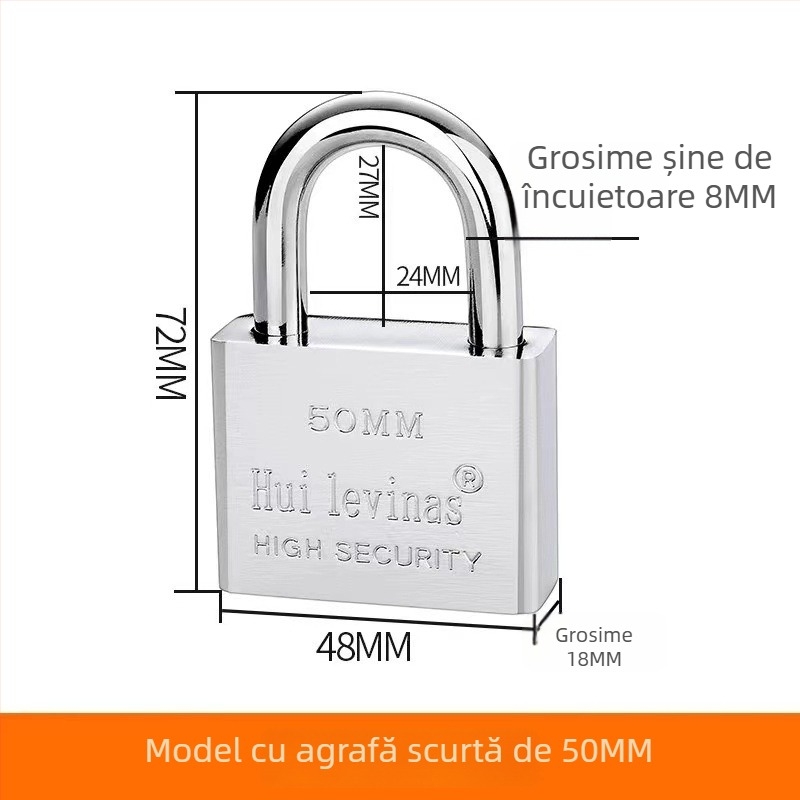 Lacăt din oțel aliat pentru uși și porți – deschidere directă, model: steel padlock, marcă Three Cats, stil modern simplu