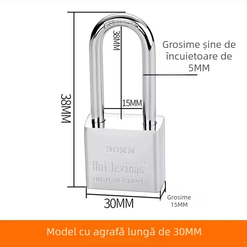 Lacăt din oțel aliat pentru uși și porți – deschidere directă, model: steel padlock, marcă Three Cats, stil modern simplu