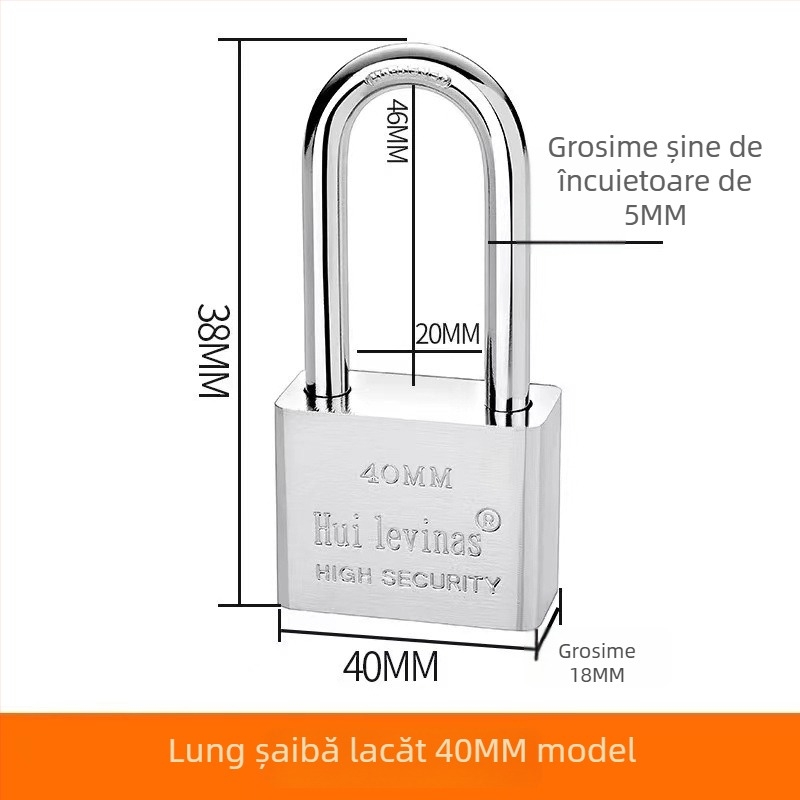 Lacăt din oțel aliat pentru uși și porți – deschidere directă, model: steel padlock, marcă Three Cats, stil modern simplu
