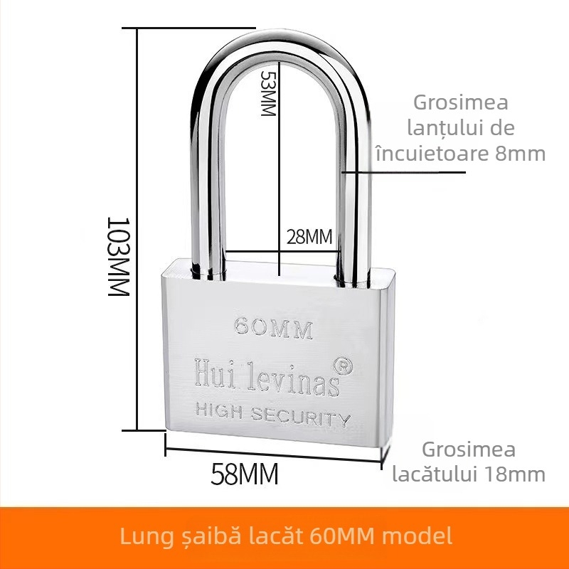 Lacăt din oțel aliat pentru uși și porți – deschidere directă, model: steel padlock, marcă Three Cats, stil modern simplu