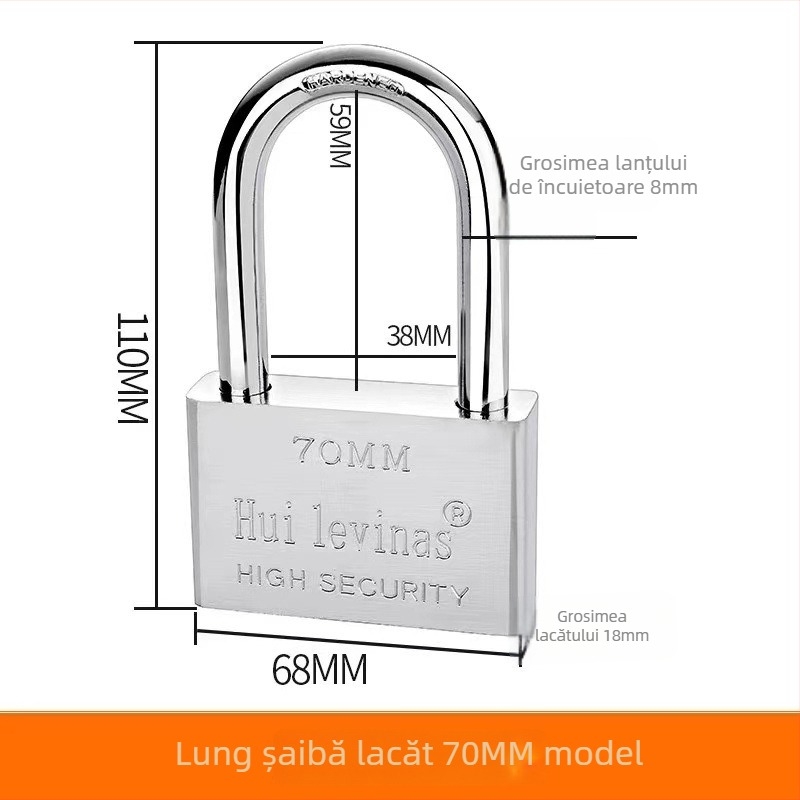 Lacăt din oțel aliat pentru uși și porți – deschidere directă, model: steel padlock, marcă Three Cats, stil modern simplu