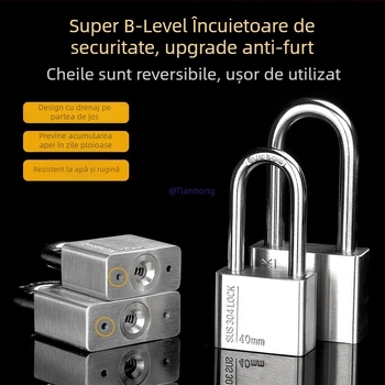 Huari Lacăt din oțel inoxidabil 304 | Lacăt cu deschidere dreaptă | Anti-furt; Impermeabil; Rezistent la coroziune; All-weather