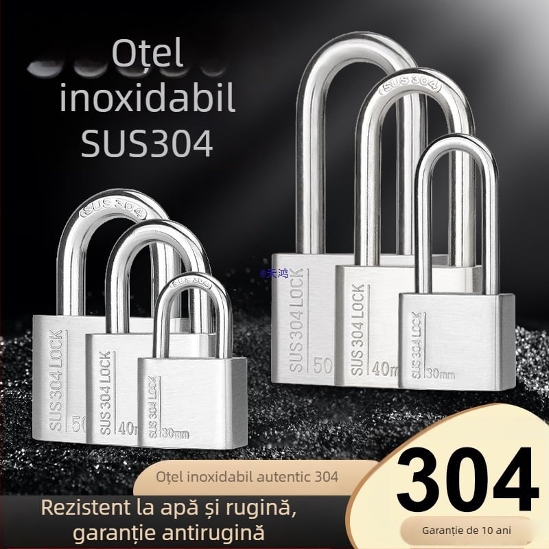 Huari Lacăt din oțel inoxidabil 304 | Lacăt cu deschidere dreaptă | Anti-furt; Impermeabil; Rezistent la coroziune; All-weather