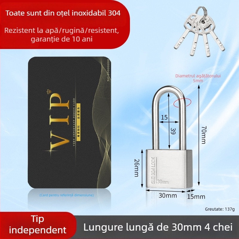 Huari Lacăt din oțel inoxidabil 304 | Lacăt cu deschidere dreaptă | Anti-furt; Impermeabil; Rezistent la coroziune; All-weather